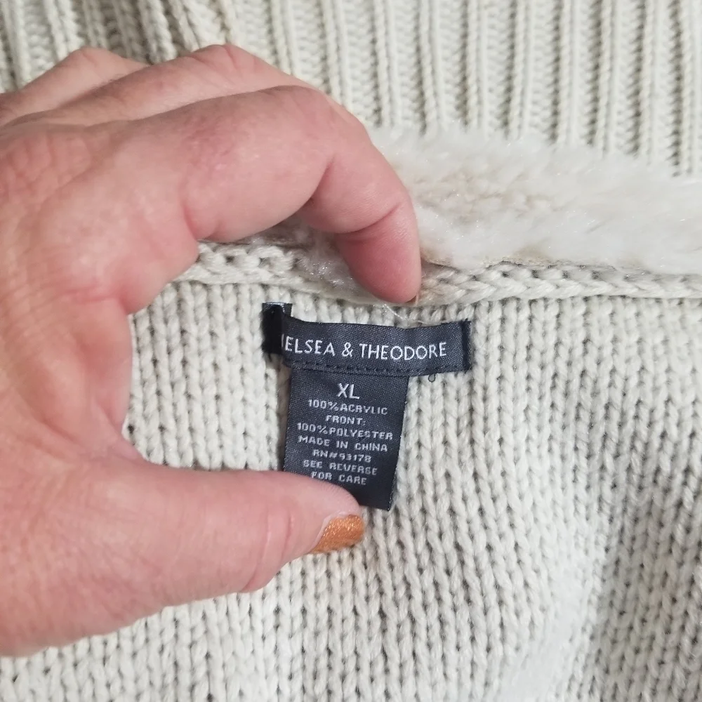 Chelsea & Theodore Faux Suede Knit Sherpa Shrug - Picture 5 of 6